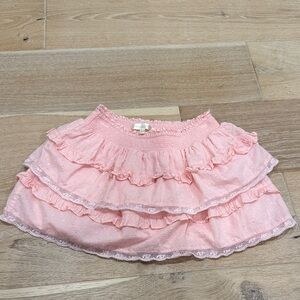 LoveShackFancy Blush Ruffled Mini Skirt